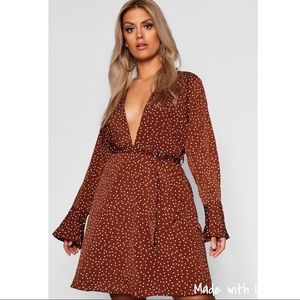 Boohoo plus plunge neck dress